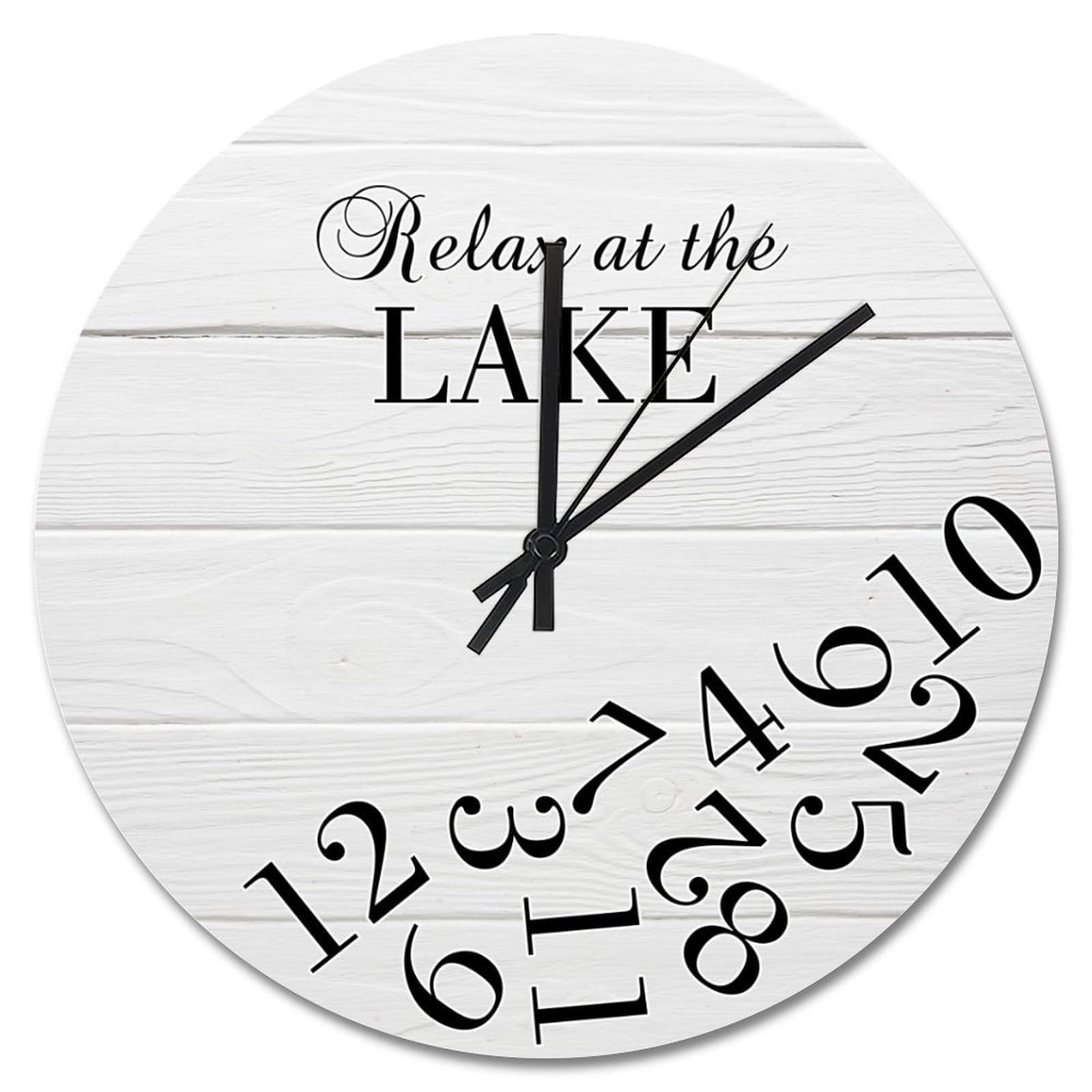 Horloge murale en bois blanc style grange rustique 38,1 cm pour salon de maison