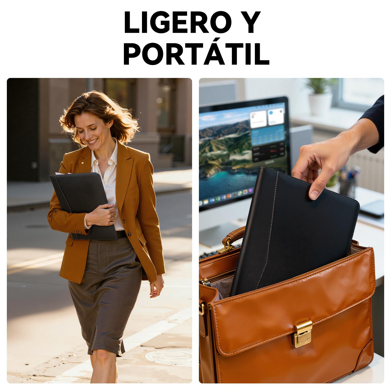 NEWYES Carpeta Portadocumentos A4, Impermeable y de Piel Sintética, Ideal para Viajes de Negocios, Profesores, como Regalo para Hombres o para el Día a Día de la Oficina, Negro