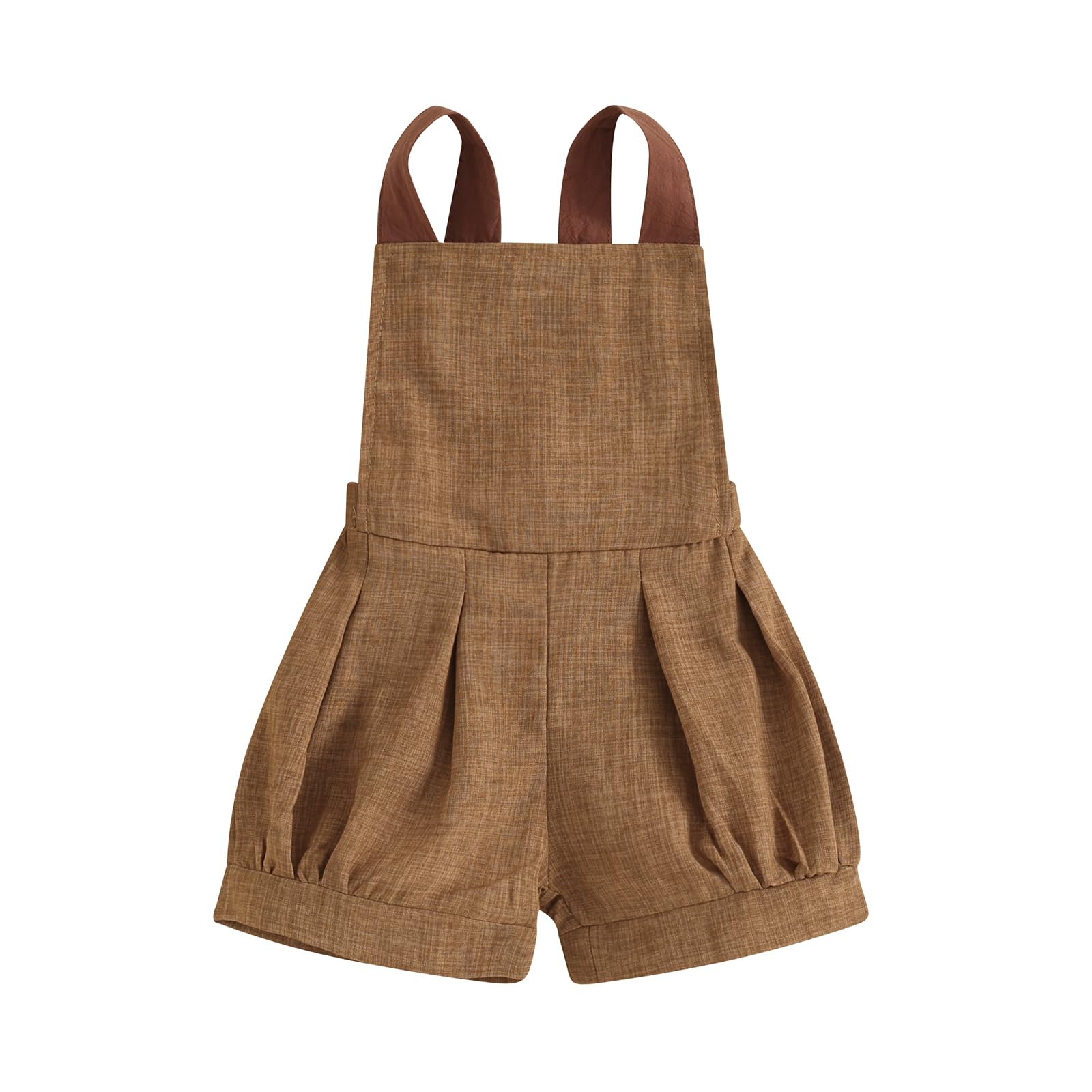 Gaono Infant Baby Boy Overalls Shorts Sleeveless Jumpsuit Summer Shortall Romper Solid Color Backless Suspender Overalls (A-Coffee, 3-6 Months)