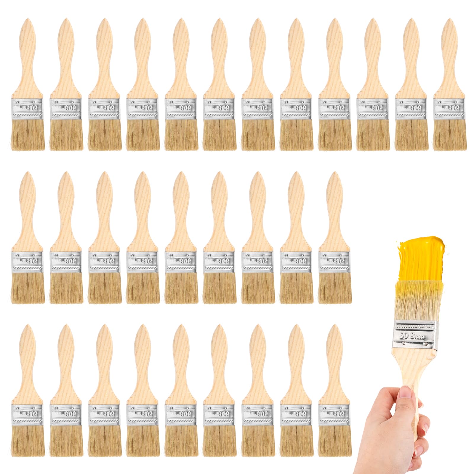 30 Pinceaux Peinture 50mm Pinceau Plat Professionnel,Pinceau Peinture Mur,Pinceau à Lasure Bois Large,Pinceau Vernis Bois,pour Murale,Vernis,Colles,Bricolage Silicone,Gesso Teintures