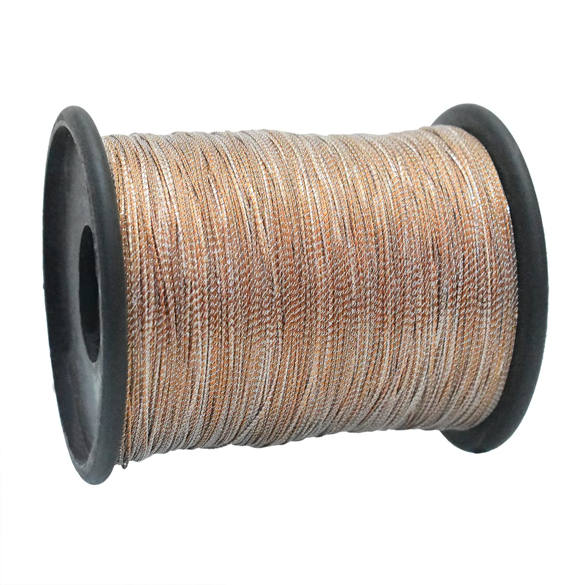 EmbroideryMaterial 0.75 MM Thick Shinning Twisted Metallic Zari Thread for Embroidery, Crochet, Craft, Jewellery Making, Hand Embroidery & Machine Embroidery (Caramel & Silver, 450 Meters)