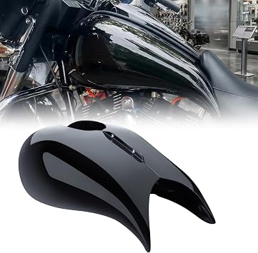 Motorcycle Stretched Tank Covers for Harley Touring FLH 2009-2023 Street Glide Road Glide Gas Tank Protector Cover Fuel Shrouds, Vivid Black Only Covers