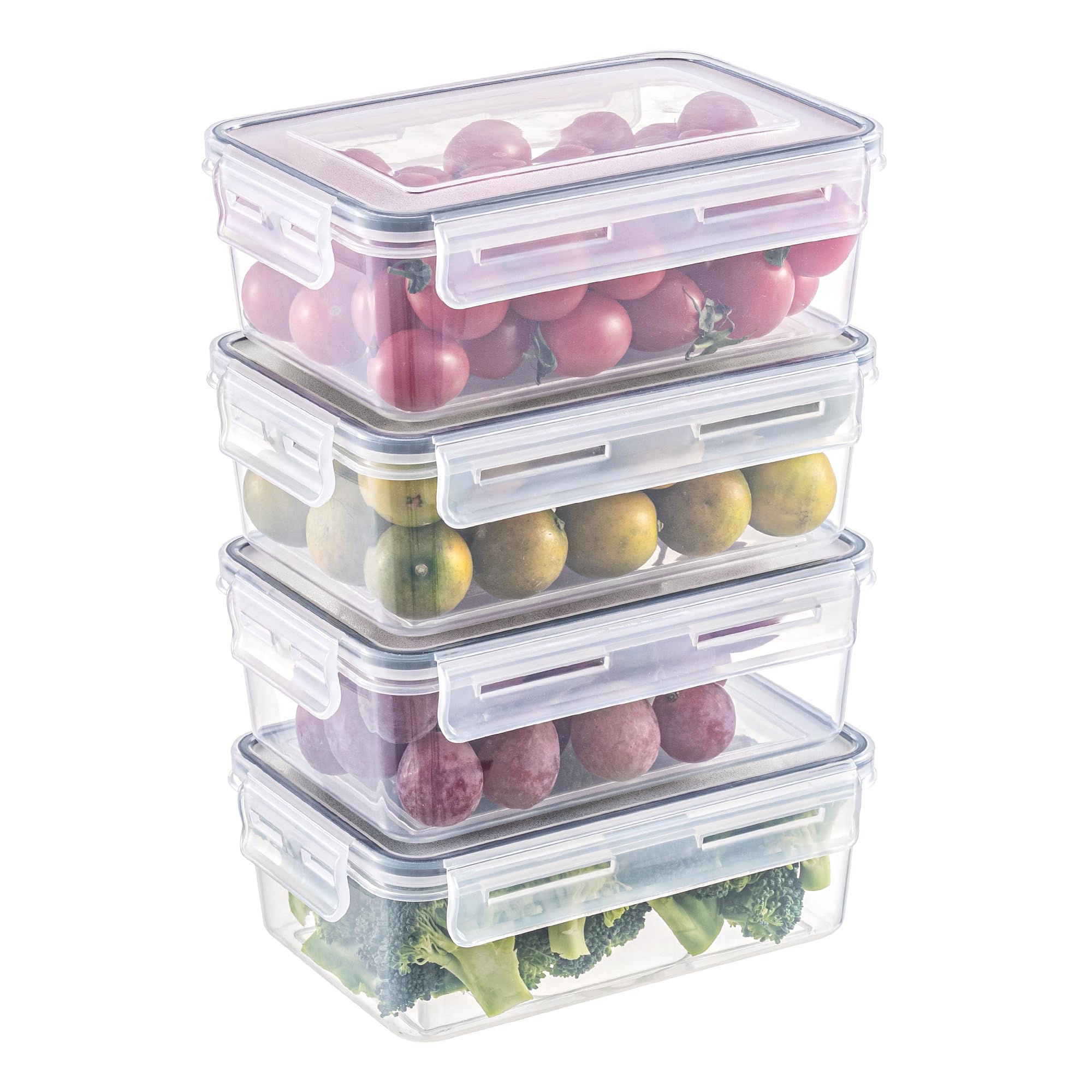 KAGUYA 4 pack Food Storage Containers with Lids, Plastic Food Containers for Pantry Organizers and Storage, 34 Oz, 100% BPA Free, Leak-Proof, Microwave and Freezer Safe