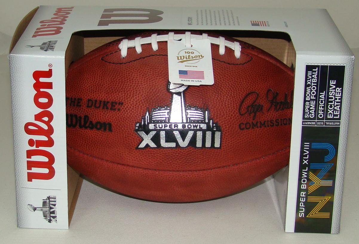 WILSON NFL Super Bowl 48 Official Authentic Football, White, Full