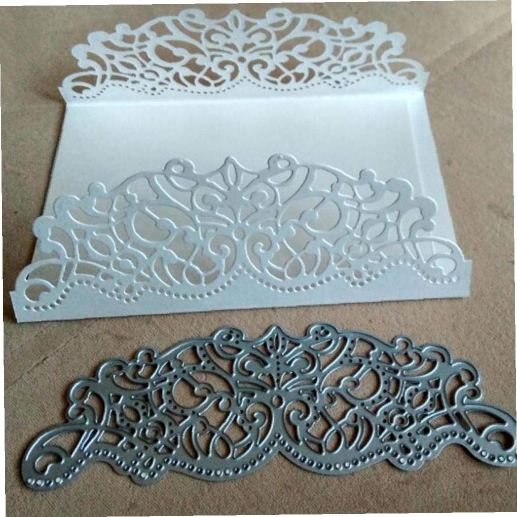 Dies De Découpe Fleur Métal Dentelle - Pour Scrapbooking, Cartes, Gaufrage | Bordure Fleur Argentée 9x4.4 Cm