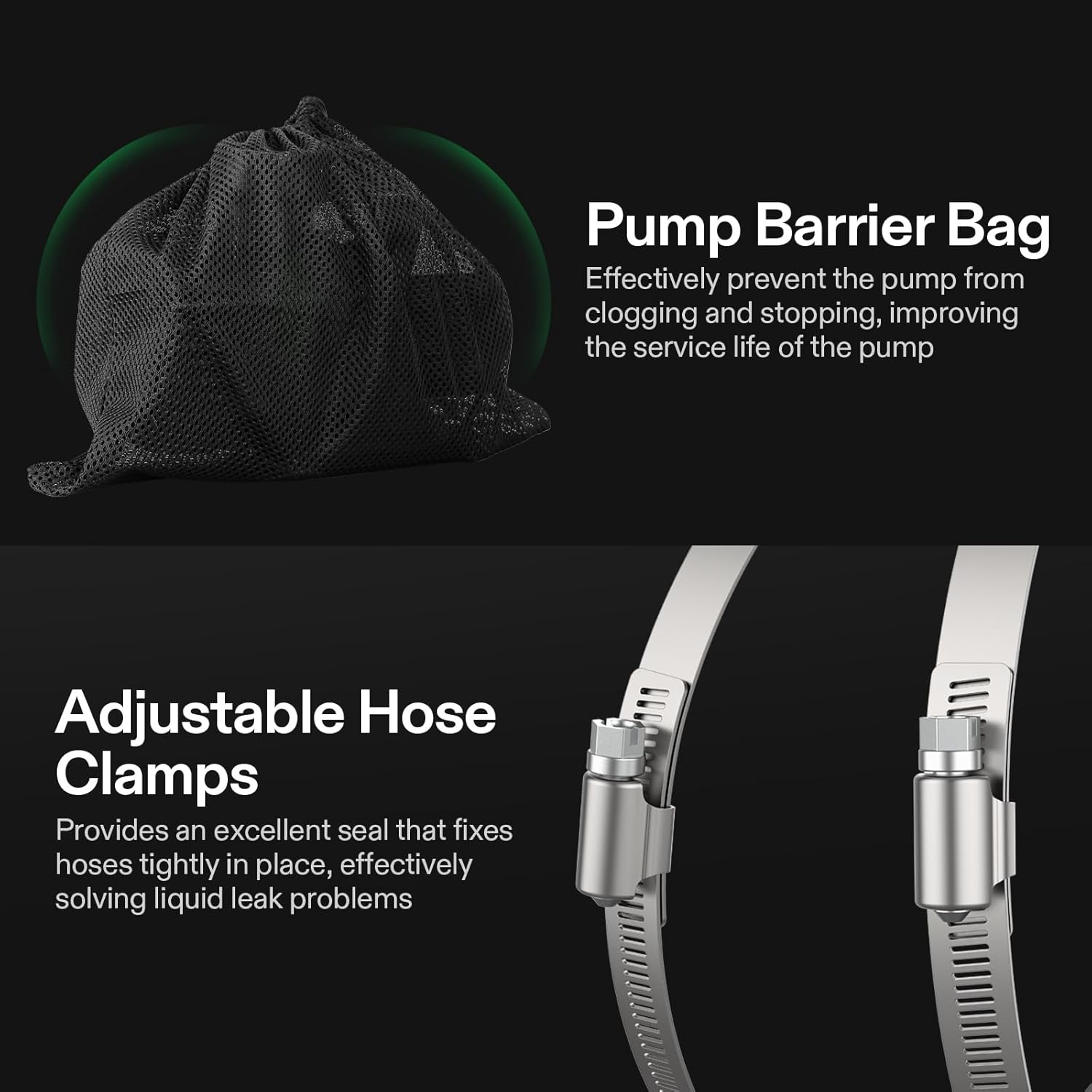 Image showing the pump barrier bag and adjustable hose clamps