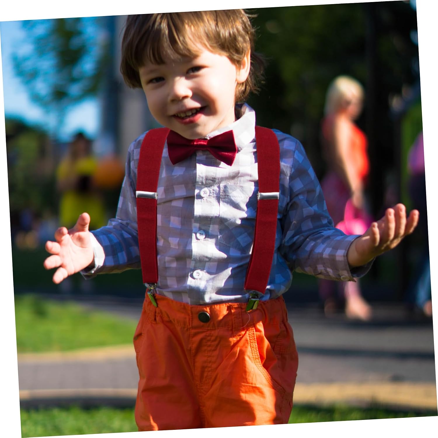 LIFKOME 3 Sets Boys Suspenders Bow Tie Kit Elastic Back Clips for Toddlers Kids Party Suspenders Set