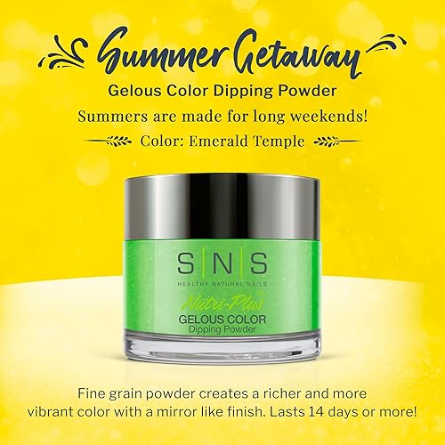 Miniatura 2 de SNS Polvo de inmersión de uñas, polvo de inmersión de color geloso, templo esmeralda (verdepastel, crema), color de uñas de larga duración dura 14