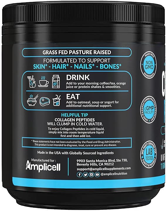 Collagen Peptides - 16 oz Hydrolyzed Collagen Powder - Type 1 & Type 3 Multi Collagen Protein Powder - Unflavored Collagen Peptides Powder - Collagen Protein Skin, Nails & Hair Supplement - 41 Servings