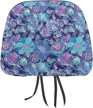 Car Headrest Covers Floral Texture Novelty Printing Universal Decorative Covers 2 Pack Headrest Covers