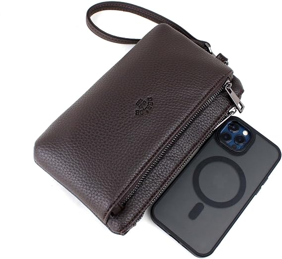 LEATHER,SE club 1993 MEN'S BRACELET BELT THIN PORTFOLIO HANDBAG (BROWN)