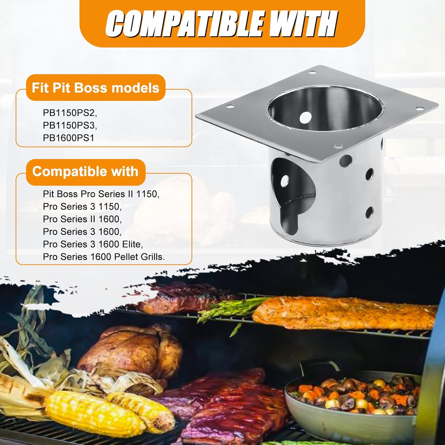304 Stainless Steel Fire Burn Pot for Pit Boss Pro Series II 1150, 1600 Pellet Grills, Firepot Parts for Pit Boss PB1600PS1, PB1150PS2, PB1150PS3, Upgraded Replacement Burn Pot Accessories with Screws