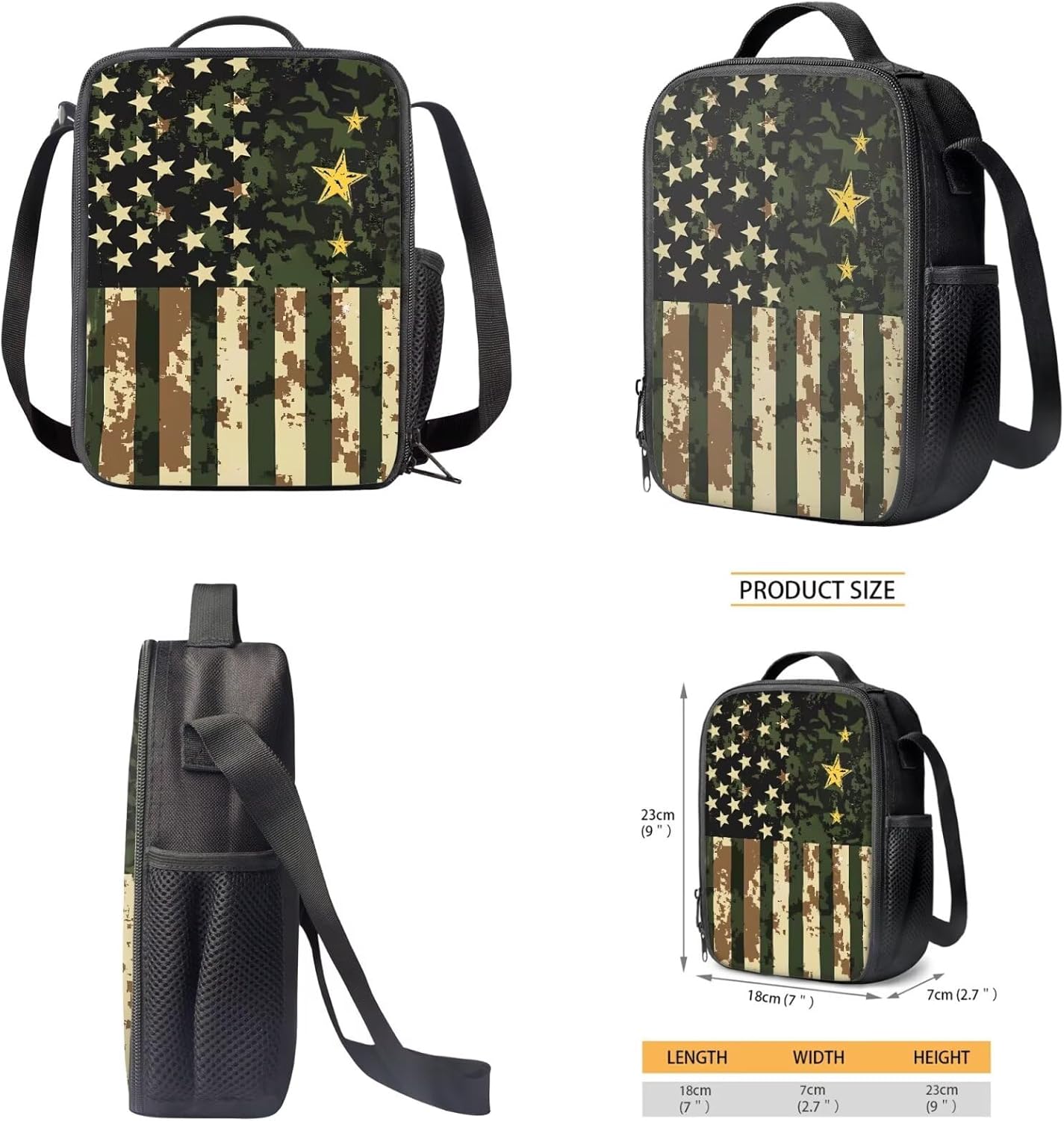 HUIACONG Star Camo Backpack for Boys 6-8 with Lunch Box Kids Camouflage Bookbag Set 1St Grade School Bag Pencil Case Water Bottle Holder