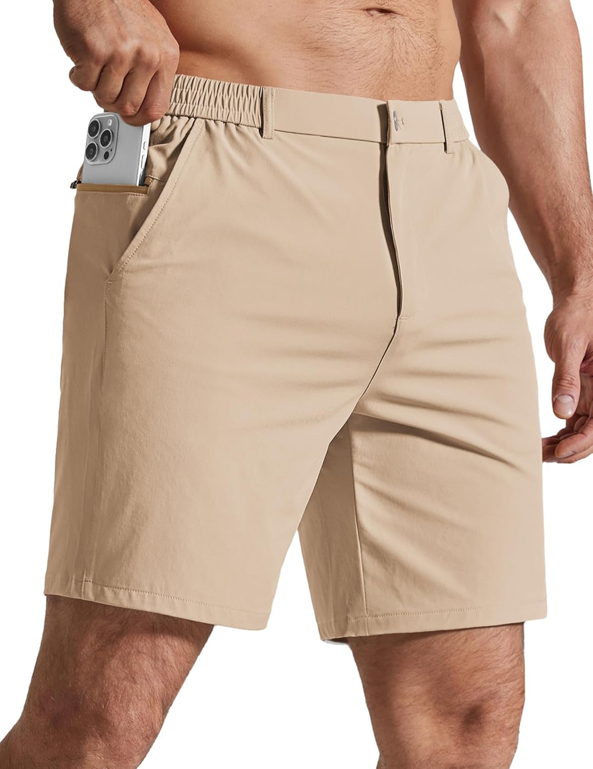 COOFANDY Mens Golf Shorts 7" Inseam Lightweight Quick Dry Shorts Elastic Waistband with 3 Pockets UPF50