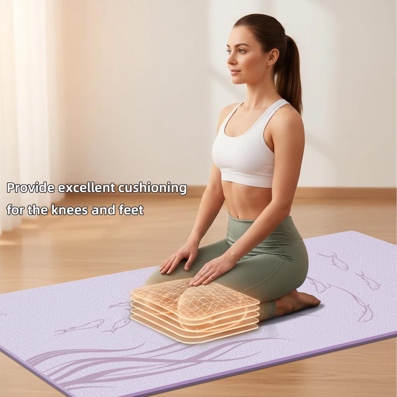 Tappetino da yoga extra largo 76 x 40 x 10 mm TPE antiscivolo per esercizi di fitness