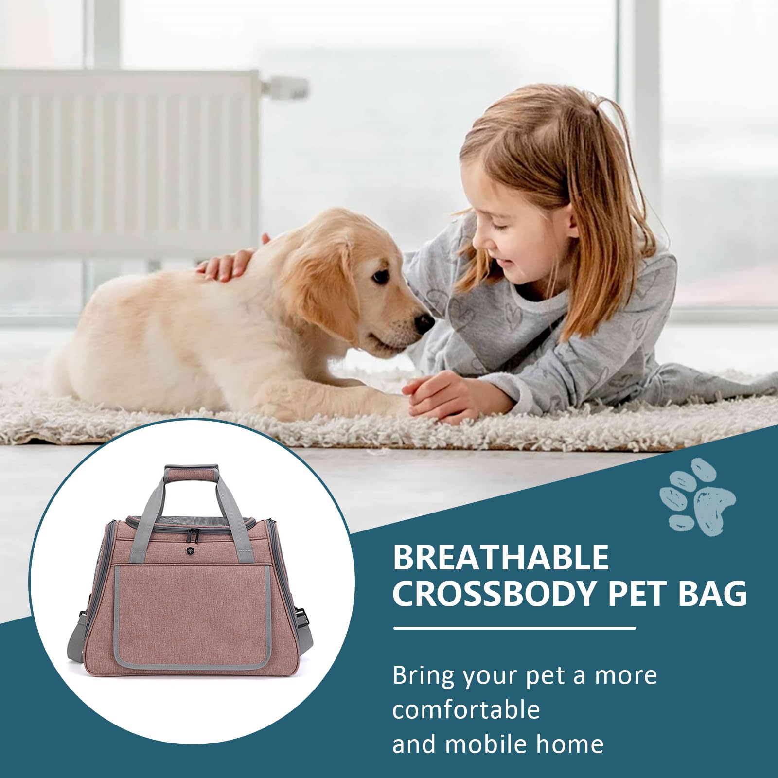 Katzentransporttasche Atmungsaktiv - Transportbox Katze Faltbar für Kleinhund Cat Carrier mit Schultergurt Tragetasche für Auto Reise Flugzeug bis 9kg 45 x 23 x 35 cm Rosa