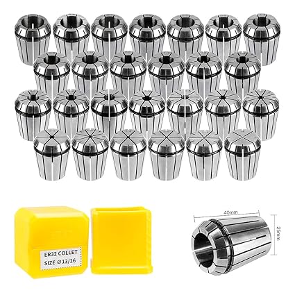 SILIVN 26PCS ER32 Spring Collet Set for CNC Engraving Machine & Milling Lathe Tool Workholding Engraving Collets