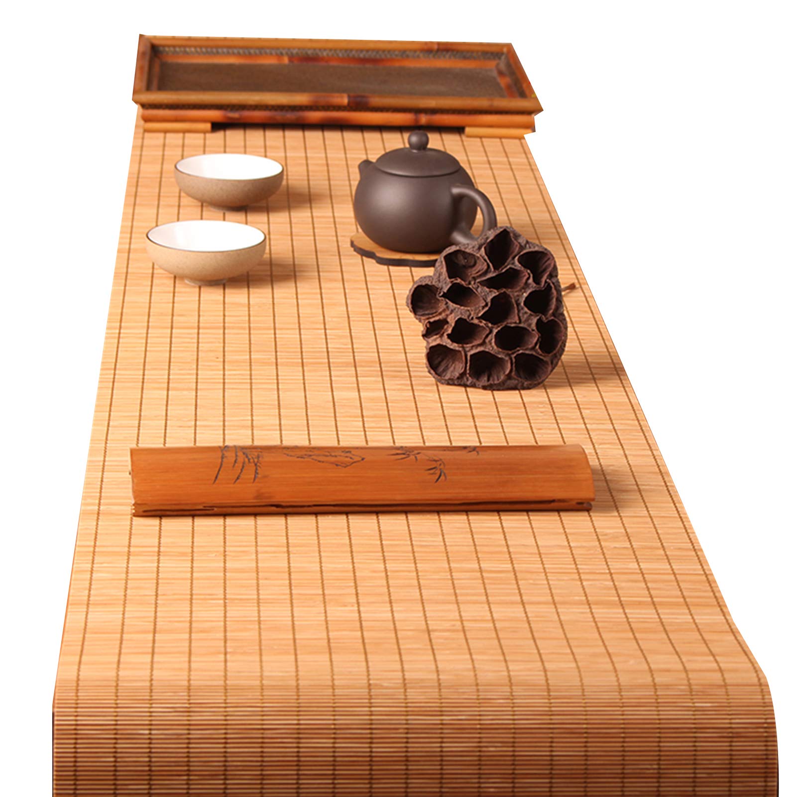 Natural Bamboo Table Runner, Japanese Style Table Mat For Dining Coffee Table, Non-slip/heat Insulation/washable Placemat，Multiple Size(Size:30×150cm)