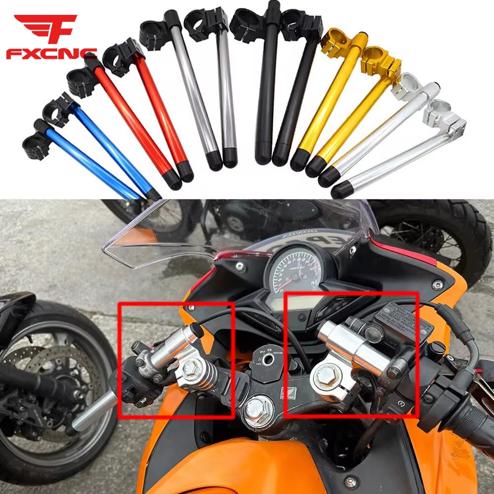 manubri moto alti Manubri per moto Per moto universale da 7/8"22mm | Clip per manubrio in alluminio CNC con forcella rialzata da 35-51 mm(Only black pole)
