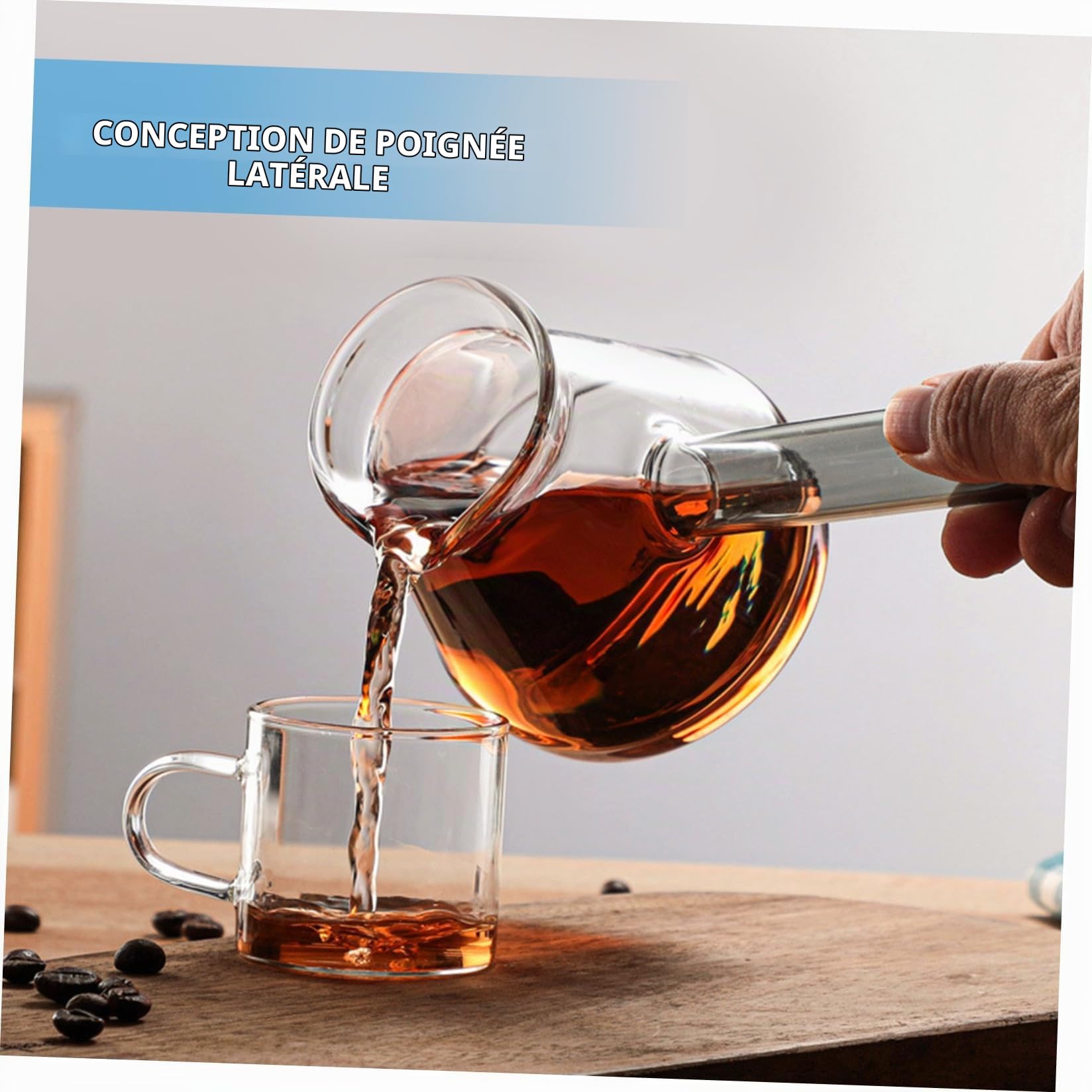 Luxshiny Cafetière Turque En Verre Borosilicaté Épais 450Ml Résistante À La Chaleur Poignée Latérale Ergonomique Théière Transparente Pour Café Turc Et Chauffe Lait