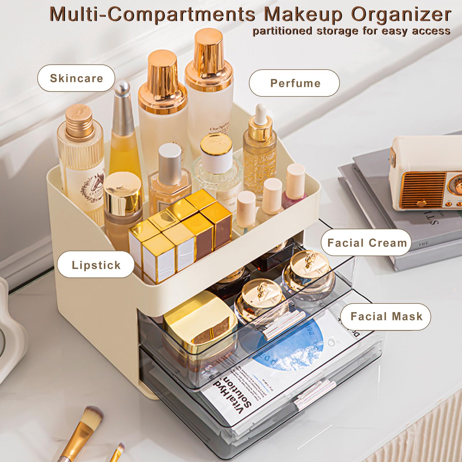 DASITON Makeup Organiser with 2 Drawers - Image 2