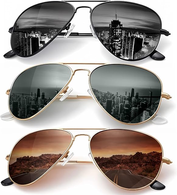 KALIYADI Lunettes de soleil Aviator Classic pour Hommes Femmes Voiture Lunettes de Soleil Polarized Lens UV Blocage