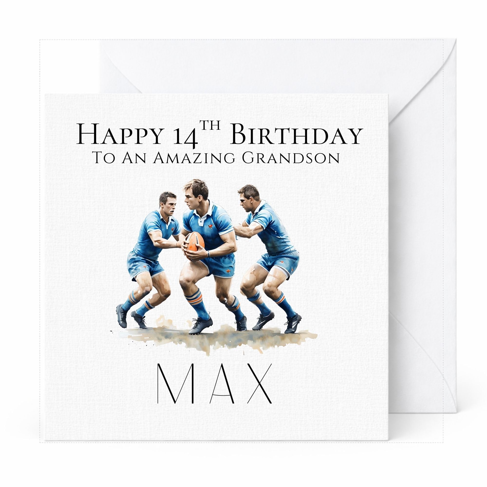 Personalised Rugby Birthday Card with Name and Age, Handmade Rugby Player Birthday Card for Son, Grandson or Brother