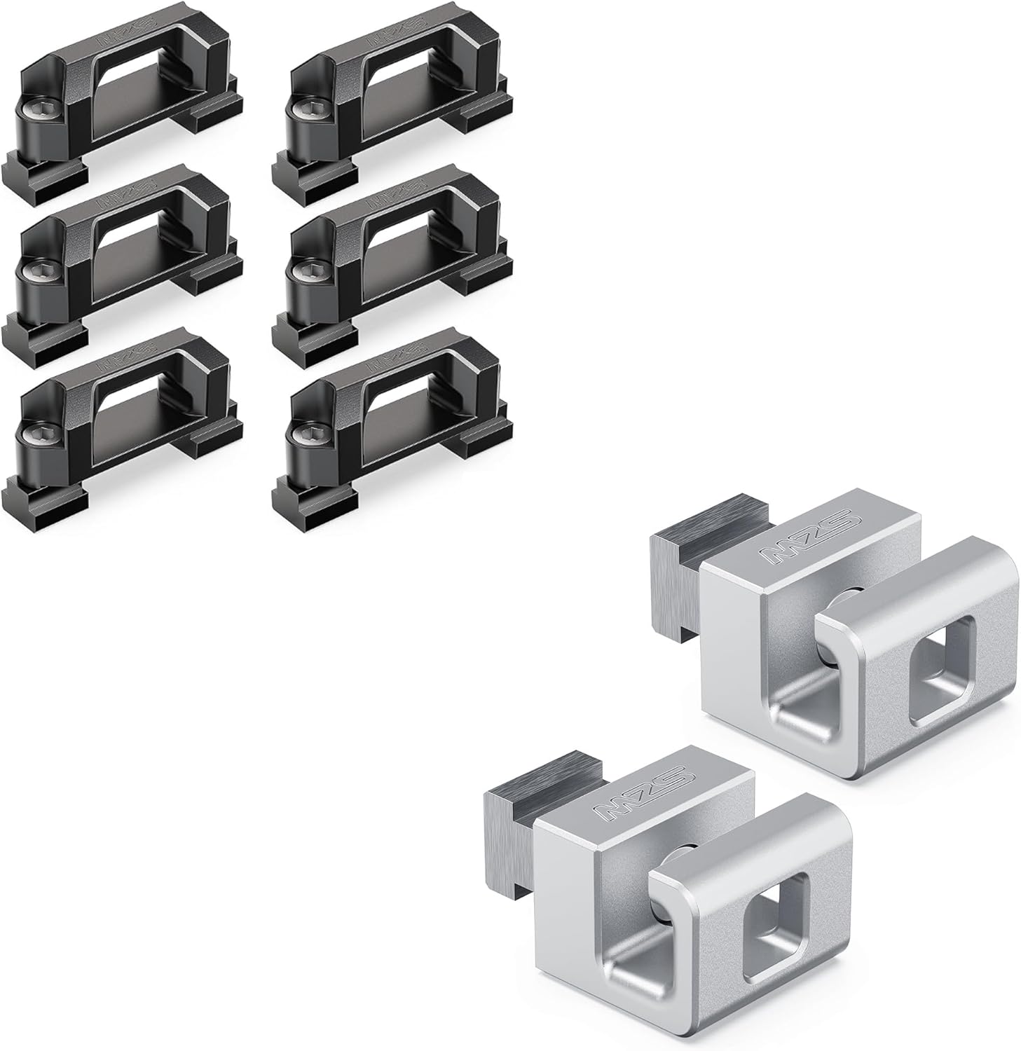 MZS Tacoma Tie Down Anchors, Truck Bed Rail Cleats Compatible with Tacoma Tundra Gladiator Pickup for Cargo Trailer, Replace PT2780C010 (Silver+Black, 6pcs)