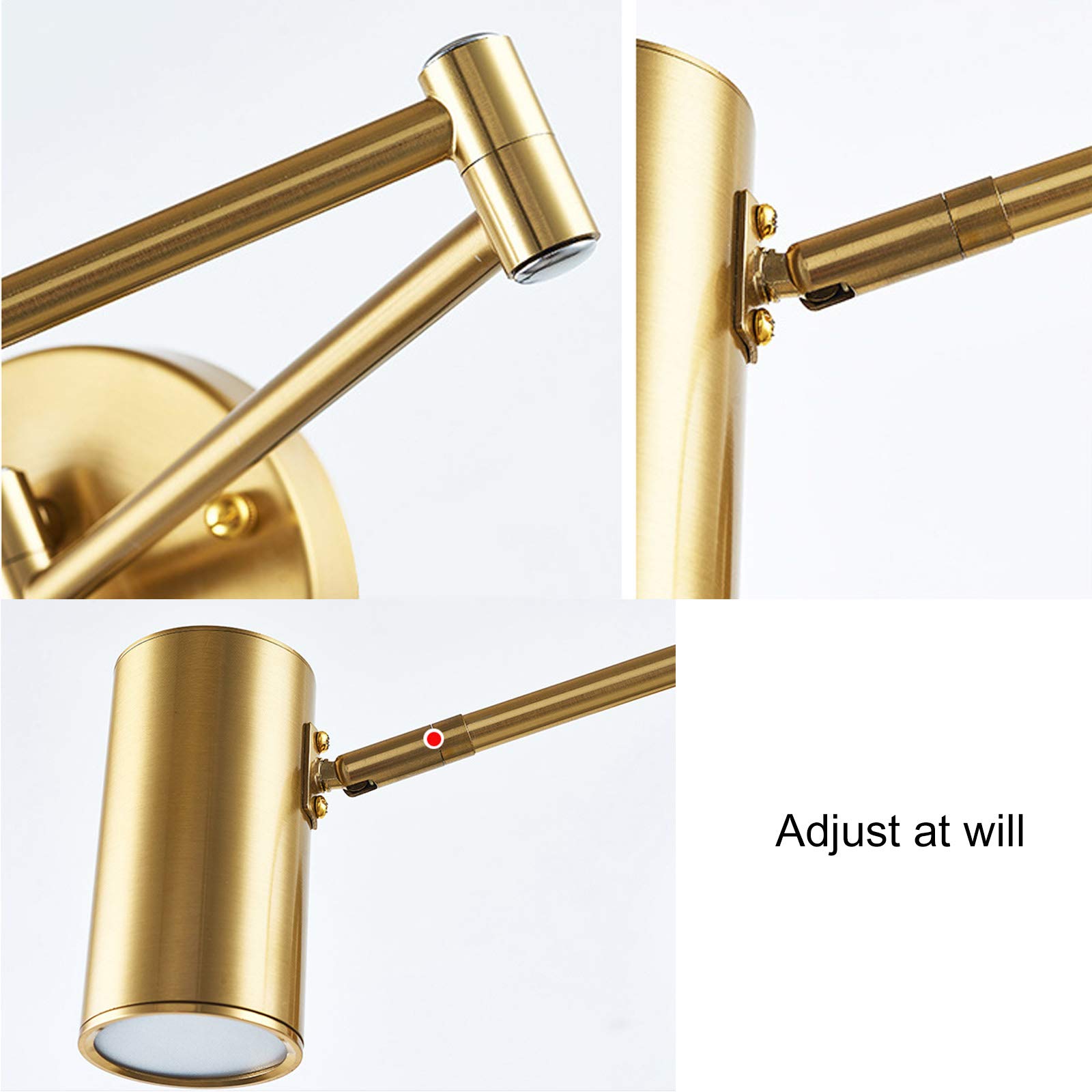 WXKAGF Lámpara de Pared Luz de Pared Interior Estilo Moderno Diseño Dormitorio LED Lectura de cabecera Lámparas de Pared de Yeso Dirección Ajustable Lámpara de Hierro Cuerpo Dorado Sala de Estar