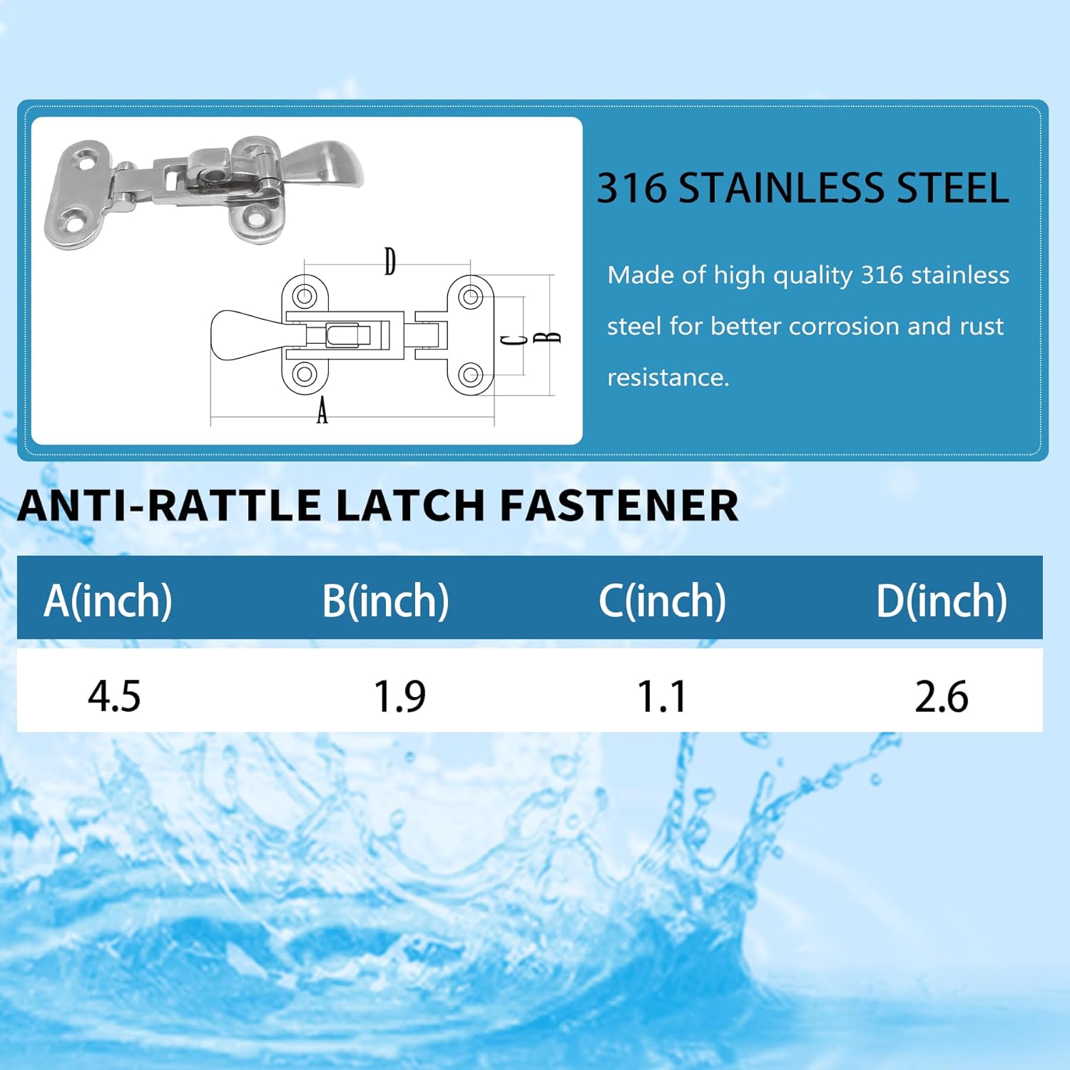 YANYUCB Boat Door Lock Latch Anti-Rattle 316 Stainless Steel Marine Hardware Lockable Hold Down Clamp Latch Fastener Clamp with Screws
