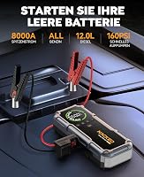 NACKEO 8000 Redresor cu pornire auto 20000 mAh cu compresor 160 PSI, LED 600 lm, afișaj LCD, pentru motoare pe benzină de 12 V și diesel de 12 L 2