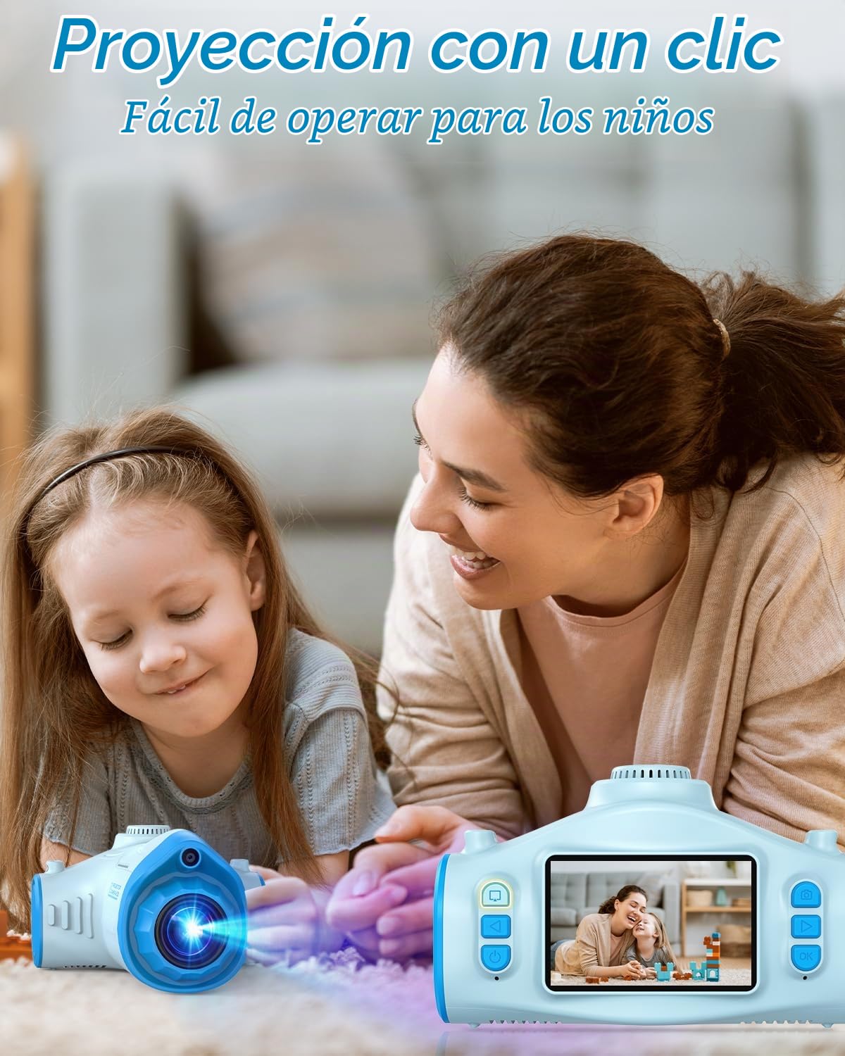 Cámara Fotos Infantil, 3 en 1 Proyector Cámara para Niños 48MP 1080P Cámara de Fotos Niños con Trípode Tarjeta de 32 GB Batería de 2500 mAh, Regalo para 3 4 5 6 8 7 9 10 11 12 Años Niños y Niñas, Azul