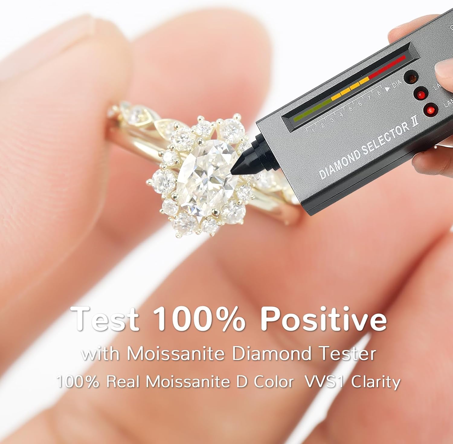 Moissanite Women's Bridal Rings Sets D Color VVS1 Wedding Ring Set Bands S925 Sterling Silver with 9K Gold Plated Genuine Moissanite Engagement Promise Rings for Her | Anniversary Birthday Jewelry Gift