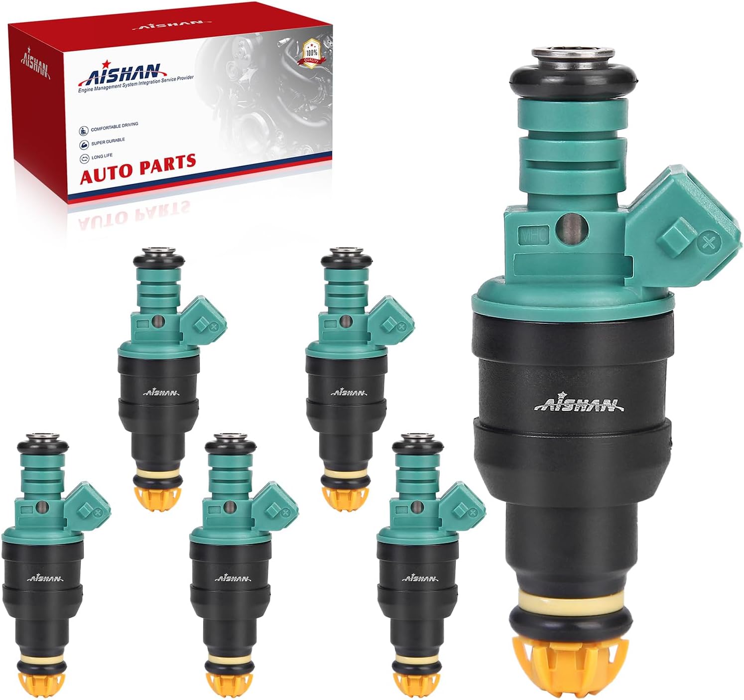 6PCS Fuel Injectors 4 Holes Compatible with BMW 325i 1992-1995, 325is 1992-1994, 525i 1991-1995, M3 1995, 323i 323is 1998 1999 L6 2.5L 3.0L Replace 0280150415 13641730060