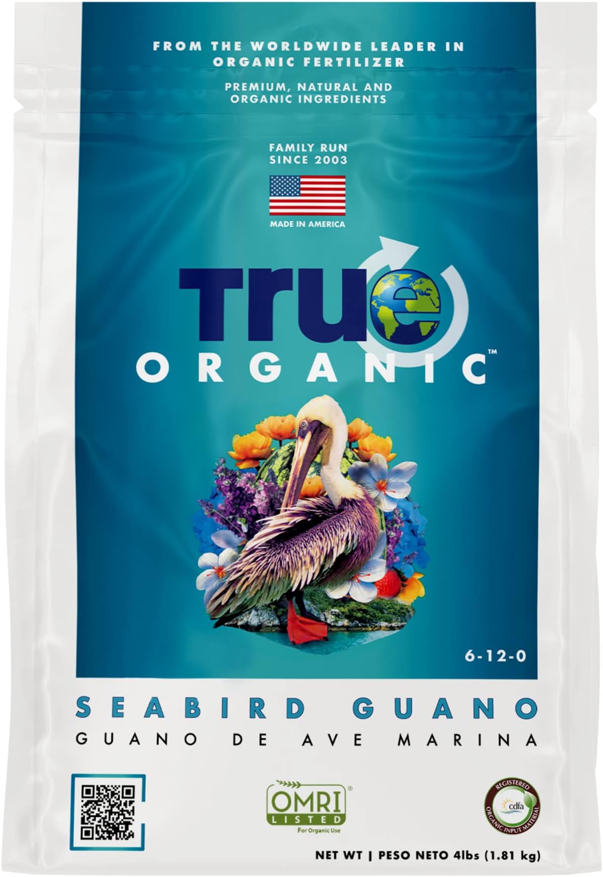 Seabird Guano – Organic Fertilizer for Abundant Fruits, Flowers, Vegetables, and Foliage – 4lb Bag Covers 70 Sq. Ft.