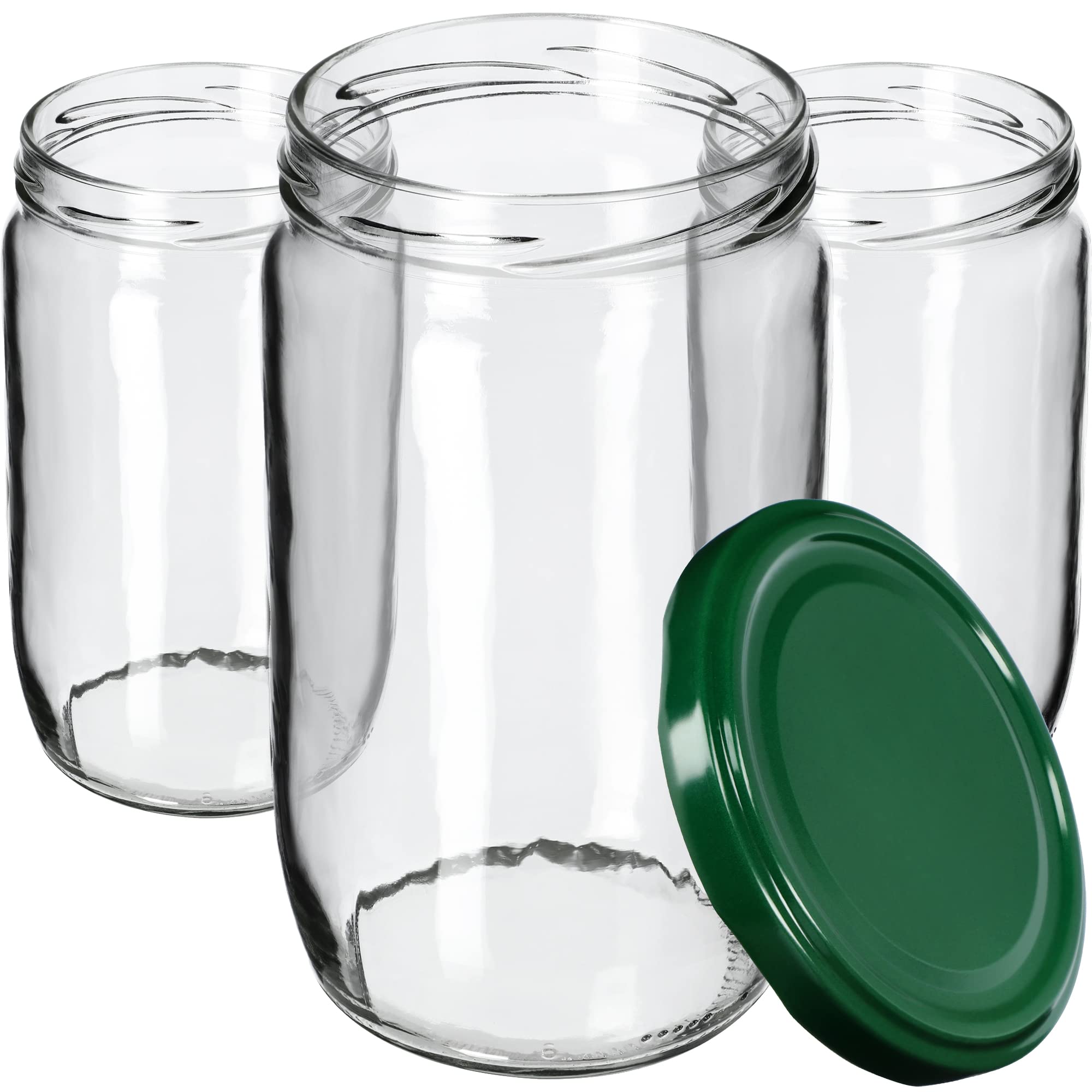 KADAX Lot de 48 grands bocaux en verre 720ml Ø82 – couvercle à vis hermétique, pour conserves, cornichons, légumes lacto-fermentés et confitures maison