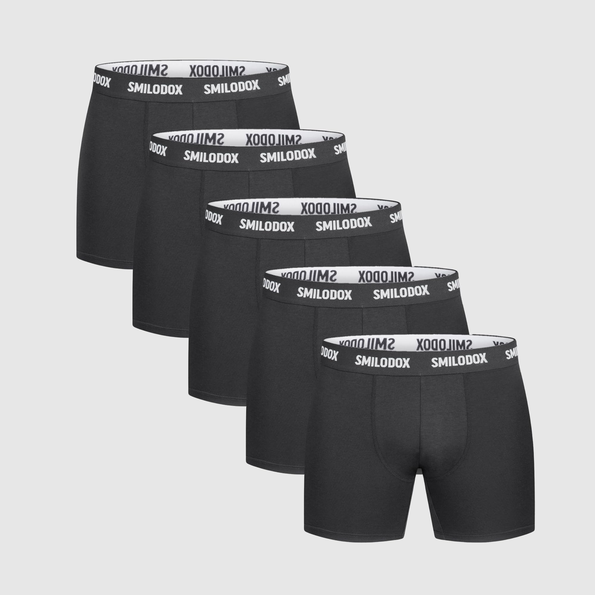 SMILODOX Herren Boxershorts 3er Set - Shaped Fit Unterhosen Männer mit Normalem Bund, Elastisch & Atmungsaktiv, Modalfasern, Mittellang, Logo Waistband - Männer Unterwäsche
