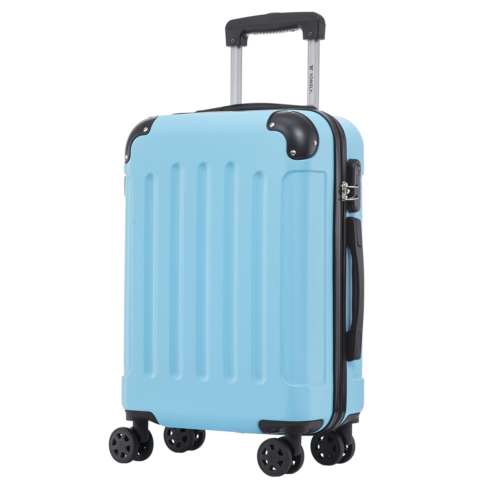 YONSLY Trolley Reisekoffer Set, Koffer Suitcase, Rollkoffer Handgepäck Hartschalenreisekoffer mit Zahlenschloss, 4 Rollen 360°, Weicher Gummigriff