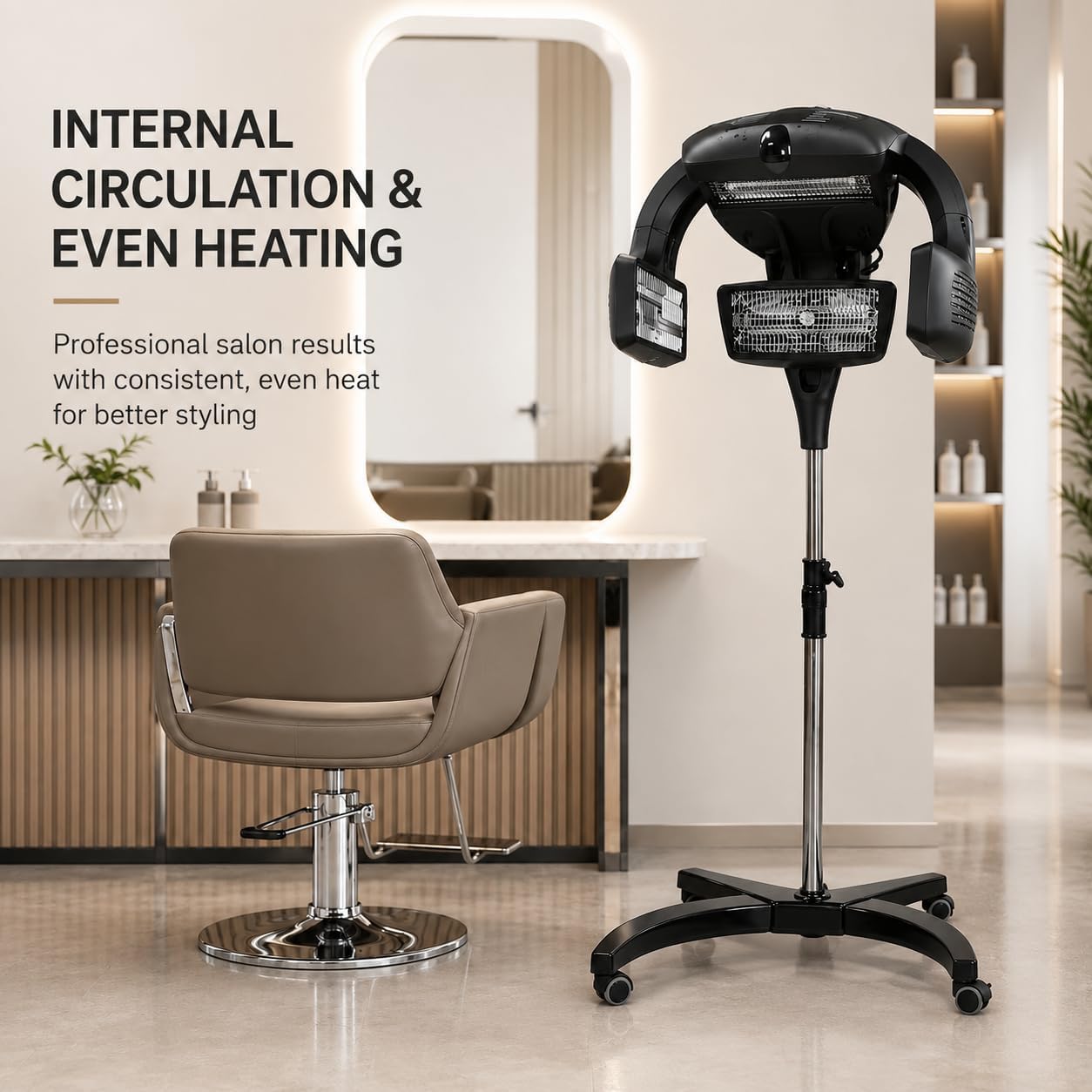 Processore per capelli da salone con supporto regolabile, timer e display a