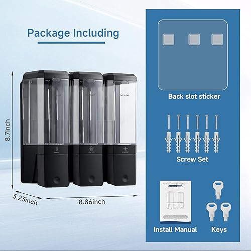 Miniatura 7 de Dispensador de jabón de ducha, sin taladro, ranura de actualización, para instalar champú y acondicionador, dispensador de champú montado en la