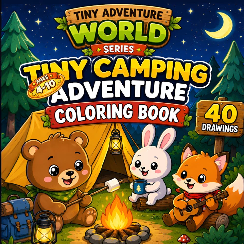 Tiny Camping Adventure Coloring Book for Kids Ages 4–10: Cute Tiny Worlds Full of Fun Adventures to Color! (Tiny Adventure World Series)