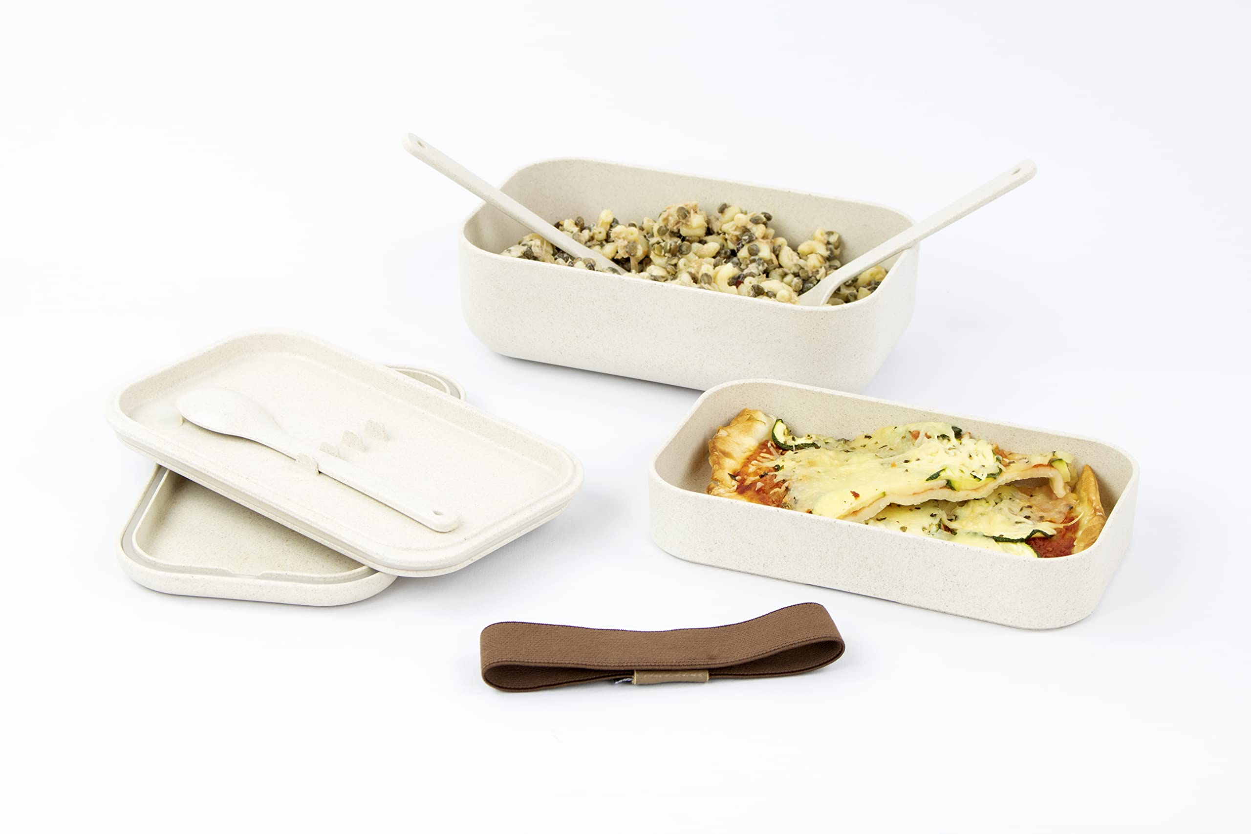 YOKO DESIGN Lunchbox Aus Holzfaser – 2-stöckig, 1200 Ml, Mikrowellengeeignet & Mit Ausziehbarer Trennwand