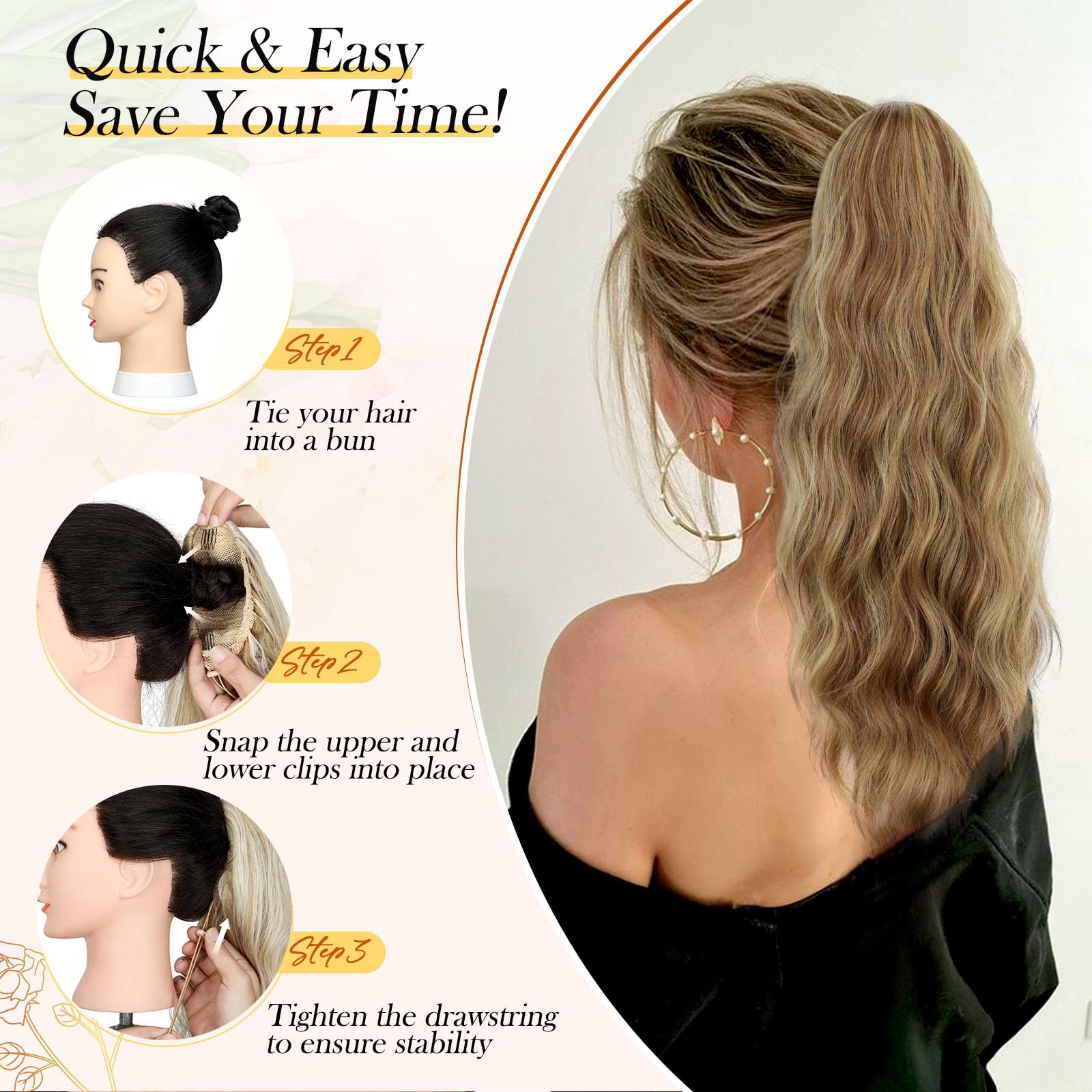 Synthetic Wavy Drawstring Ponytail Extension 20 Inch Clip In Amazon.com : BARSDAR Red Ponytail Extension - 20 Inch Wavy  main image 2