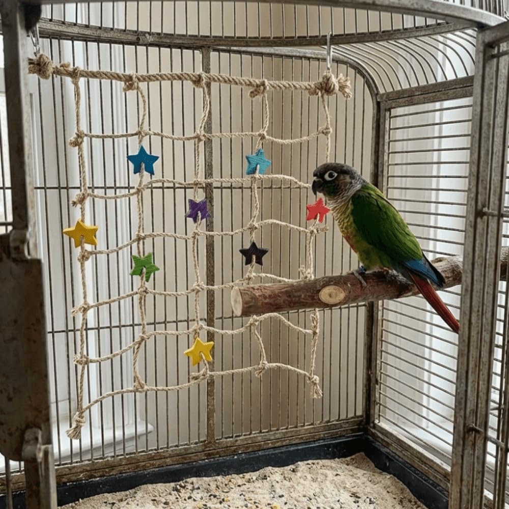 Rete da arrampicata per pappagalli, accessori per gabbia, scala in corda per piccoli animali, rete da arrampicata per pappagalli appesi, mordere con gancio