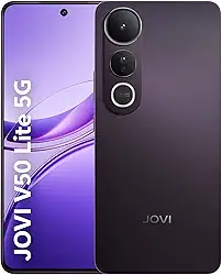 Smartphone JOVI V50 Lite 5G – 256GB, 8+8GB RAM, Dimensity 6300, Tela AMOLED 6,77" 120Hz, Câmera 50MP + Selfie 32MP, Bateria 6500mAh com Carregamento 90W, Android 15, Resistência IP65, Preto Eclipse