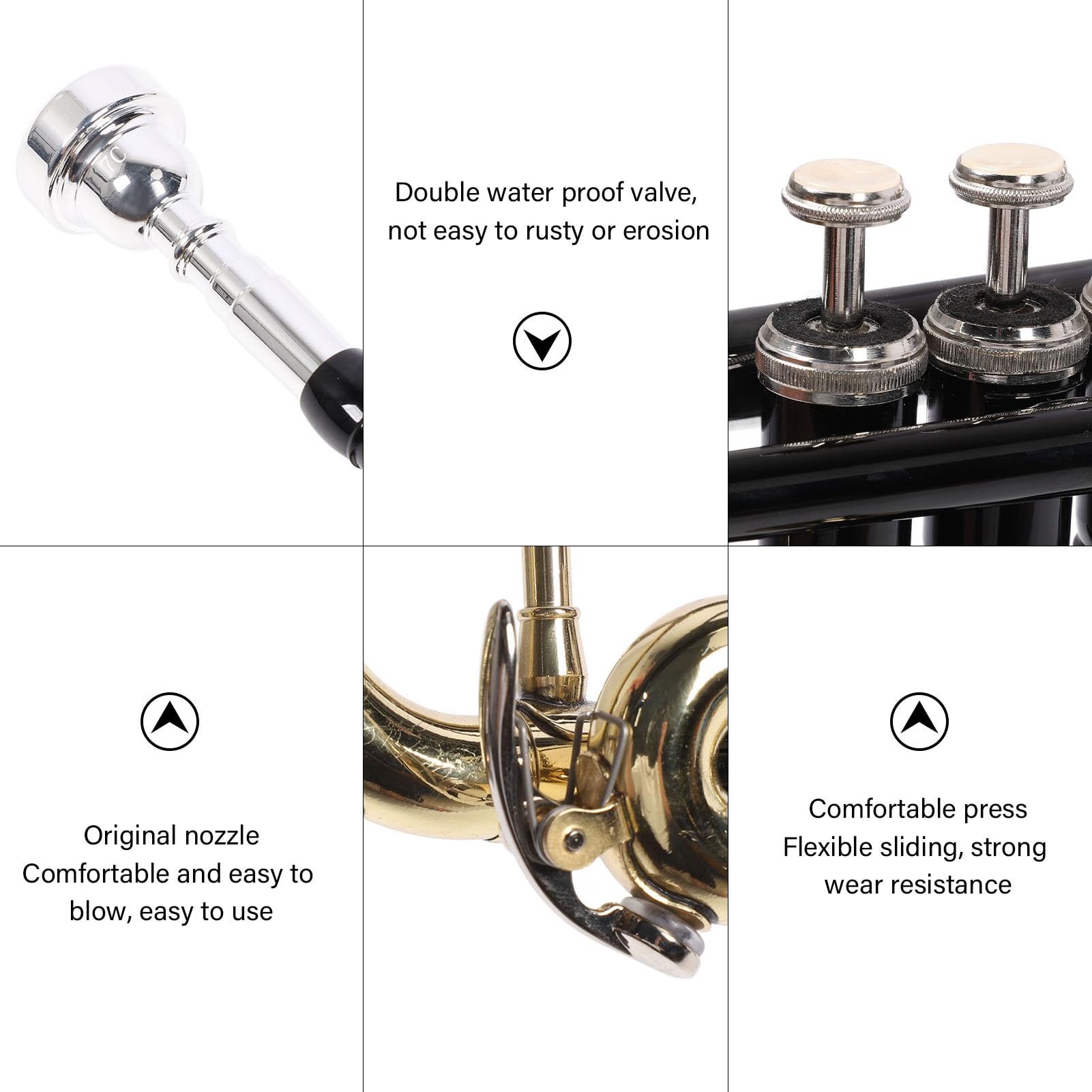 Tromba in Sib, Tromba Standard in Ottone, Set di Strumenti a Tromba per Studenti Principianti o Avanzati con Custodia, Paio di Guanti, Kit di Pulizia, Strumenti Musicali per