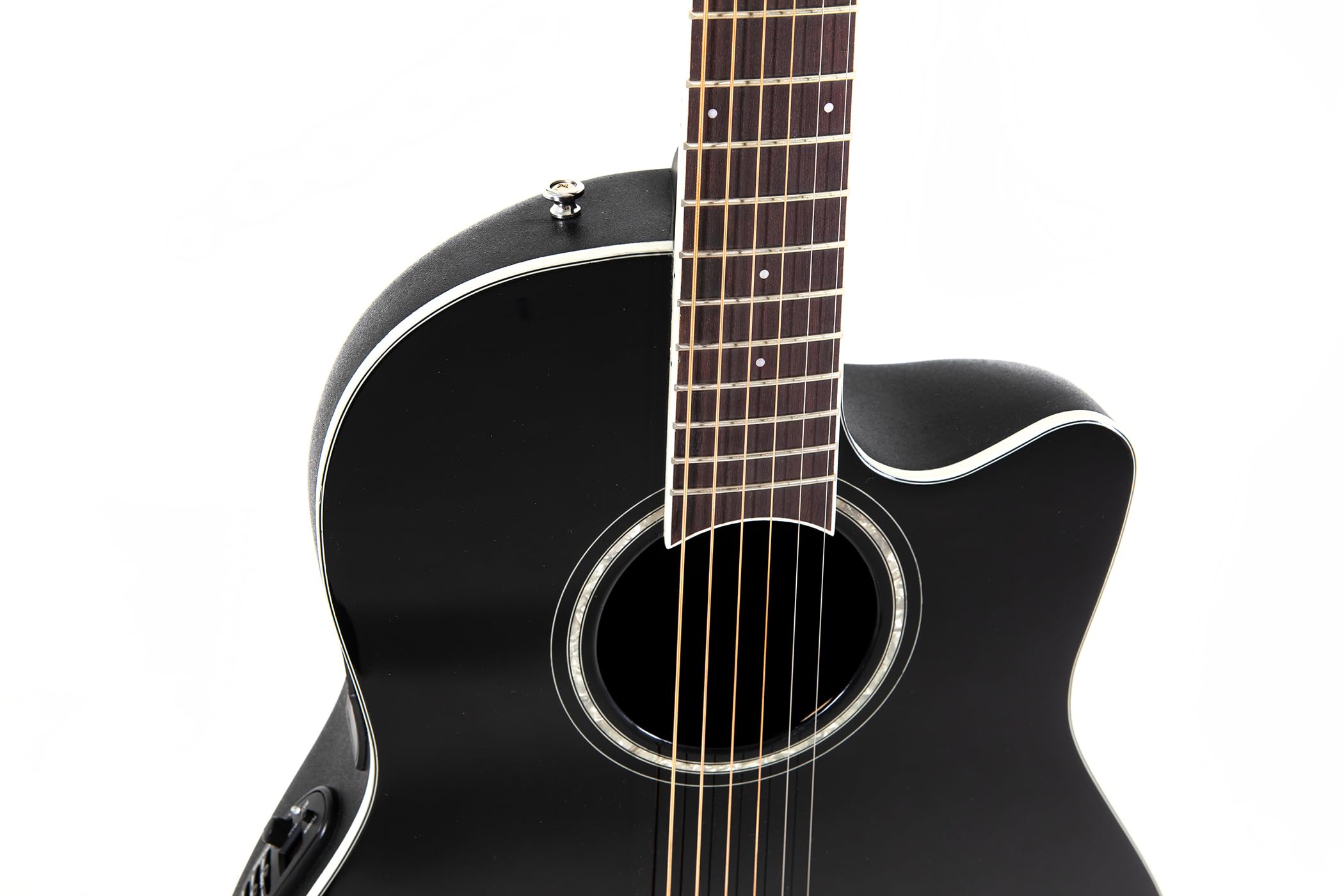 Ovation CS24-5-G - Chitarra acustica elettrica Celebrity Traditional CS24 Mid Cutaway – Coperta in abete massello – Mid-depth Lyrachord Body – Black – CS24-5-G