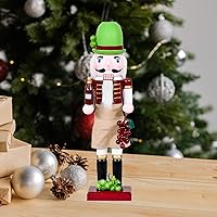 Vista 6 de Chef Bartender Cascanueces Decoraciones Navideñas - Figuras de Madera Hechas a Mano de 15 Pulgadas con Botella de Cerveza Copa de Vino Uva Temática