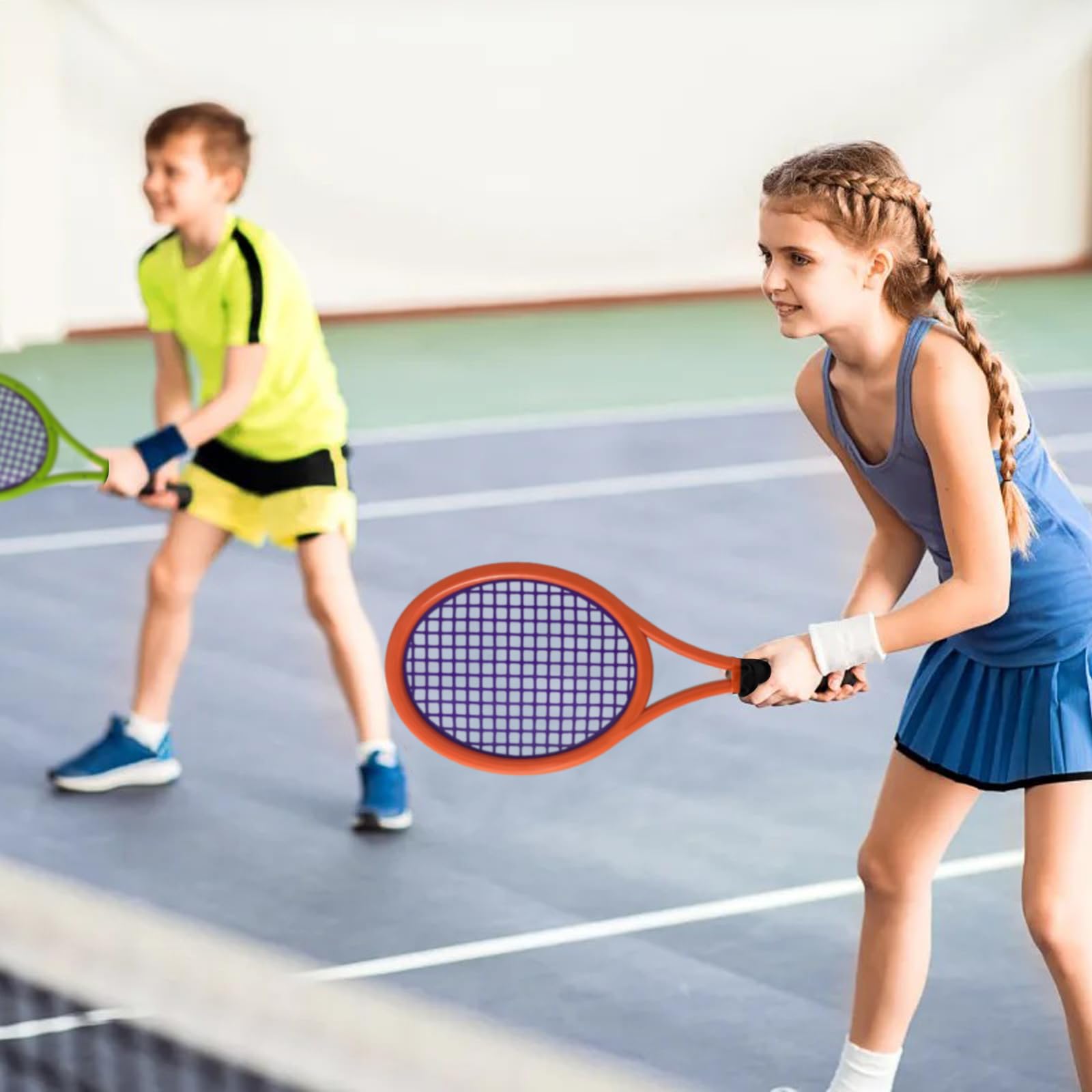 Kinder tennisschläger Set 17 Zoll,Mit 4 weichen Trainingsbällen & 6 Badminton-Federbällen – Geeignet für Kindersportarten im Innen- und Außenbereich