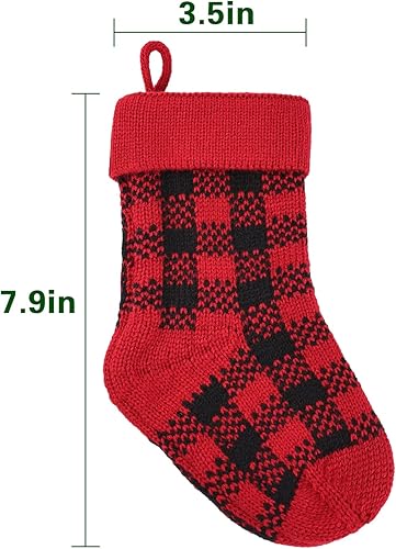 Miniatura 7 de Surblue Paquete de 3 medias navideñas de dibujos animados de 17.7 pulgadas, calcetines rústicos de Papá Noel, decoración clásica para decoración